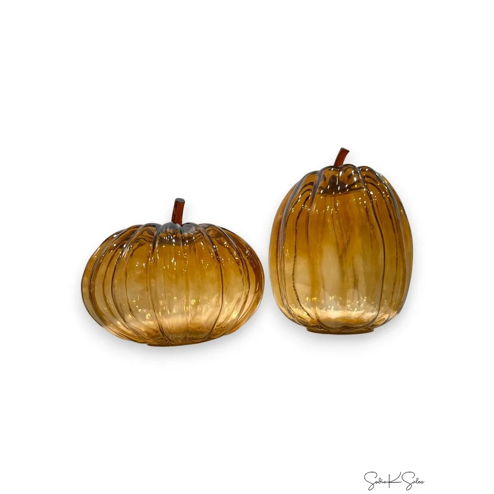 My Texas House Fall Tall Glass Pumpkin, Orange, 9.5